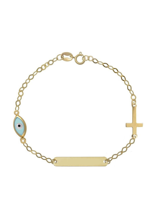 Atofio Kosmima Kids Bracelet from Gold with Σταυρό