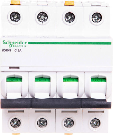 Schneider Electric Αυτόματη Ασφάλεια 2A Τετραπολική AC/DC A9F04402