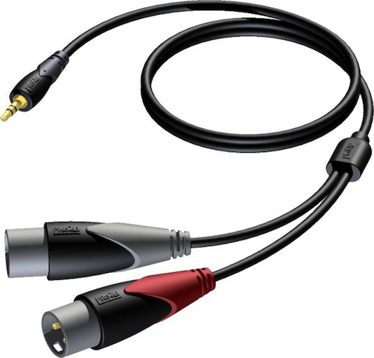 Procab XLR Cables 2 x XLR Male - 3.5mm Male Black 1.5m