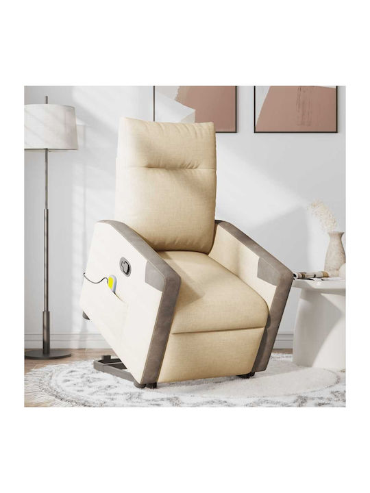 Πολυθρόνα Relax Massage με Υποπόδιο Κρεμ 69x86x...