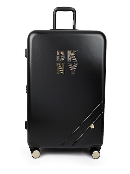 DKNY Μεγάλη Βαλίτσα Ταξιδίου Σκληρή Μαυρο με 4 Ρόδες
