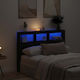 vidaXL LED Bed Headboard Wooden Black Oak 140x102cm