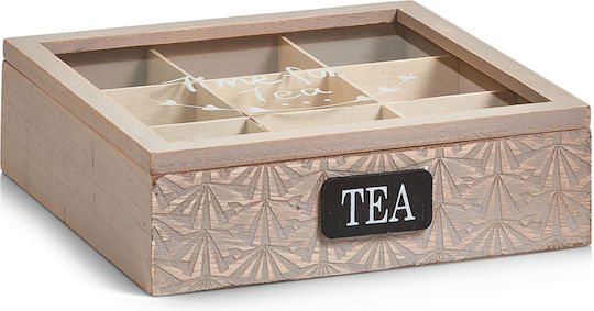 Zeller Caseta Pentru Ceai / Cafea Cu Capac Din Lemn Maro 24x7x24cm