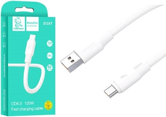 Ven-Dens USB 2.0 Cable USB-C male - USB-A 120W PD Λευκό 1m