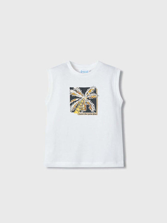 Mayoral Kids' Shirt Sleeveless Ecru Palm Tree