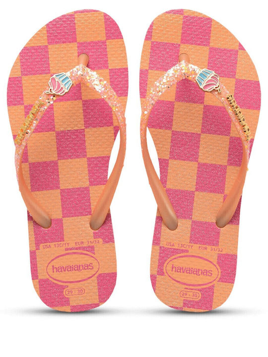 Havaianas Kids' Flip Flops Orange Slim Glitter ...