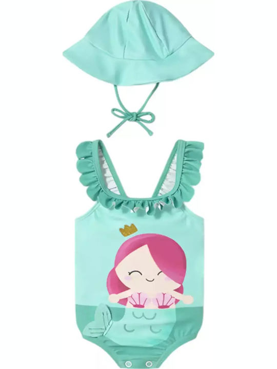 Mayoral Kinder Badeanzug Einteilig mit Hut Mint Mayoral Kinder Badeanzug Einteilig mit Hut Mint