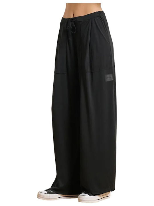 High Waist Sweatpants Flared Black