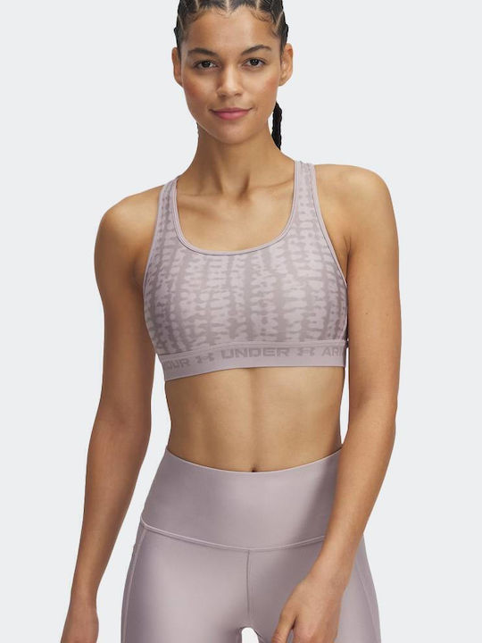 Under Armour Crossback Mid Print Femei Atletic Sutien sport Pink/Grey