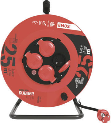 Emos Waterproof Extension Reel Cord 25m Black