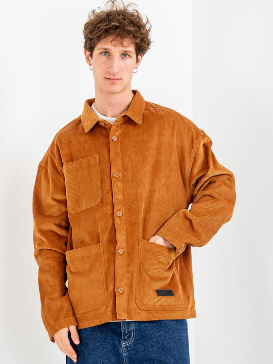 Juncture Mânecă Lungă 100% Bumbac Overshirt Maro