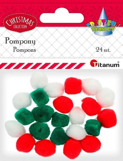 Titanum Pom Pom Handwerk Rot mit Durchmesser 10mm Set 24Stück