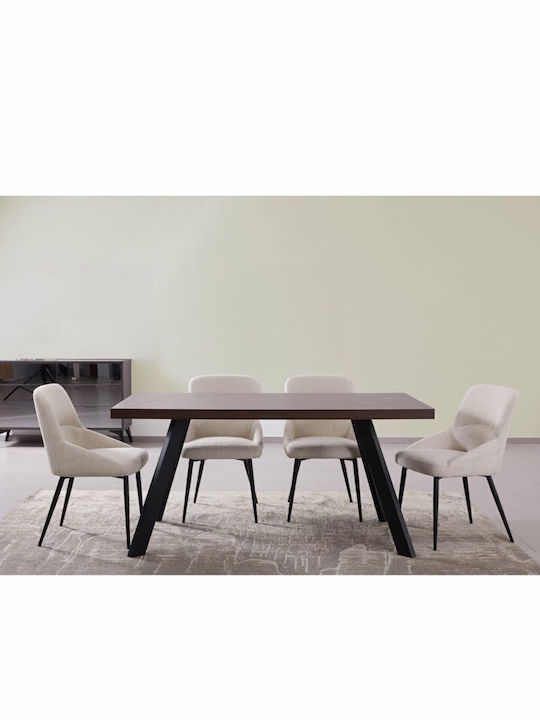 Ville Table Dining Room Wooden with Metal Frame...