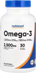 Nutricost Omega-3 Ulei de pește 2500mg 90 softgels Nutricost Omega-3 Ulei de pește 2500mg 90 softgels
