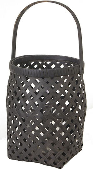 Zaros Rattan Laterne Tischplatte Schwarz 18x18x22cm