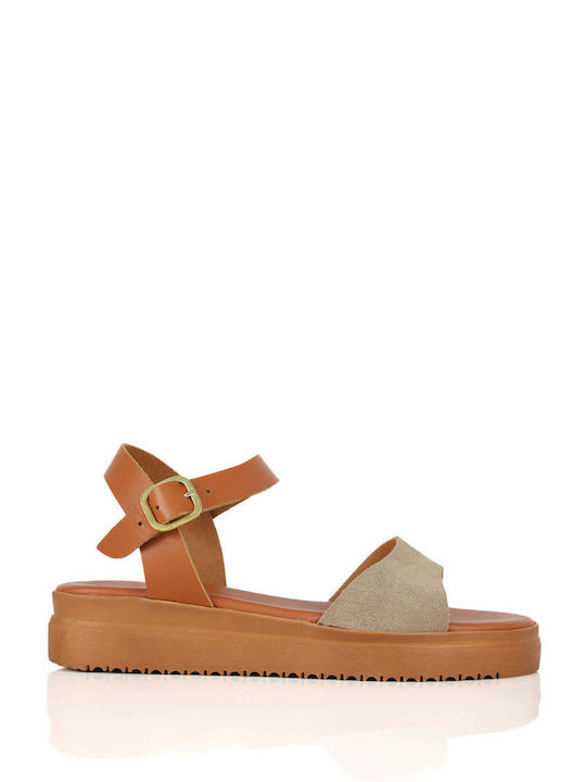 Beige Suede Leather Sandals