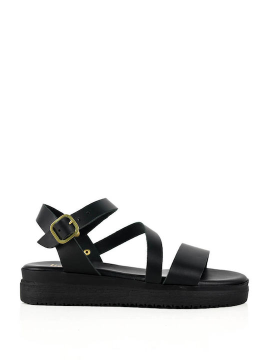 Black Sandals with Diagonal Strap