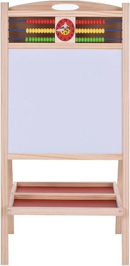 Set de 2 table de desen magice din lemn 2 fete abac ceas copii 3 ani + înălțime 70 cm maro deschis