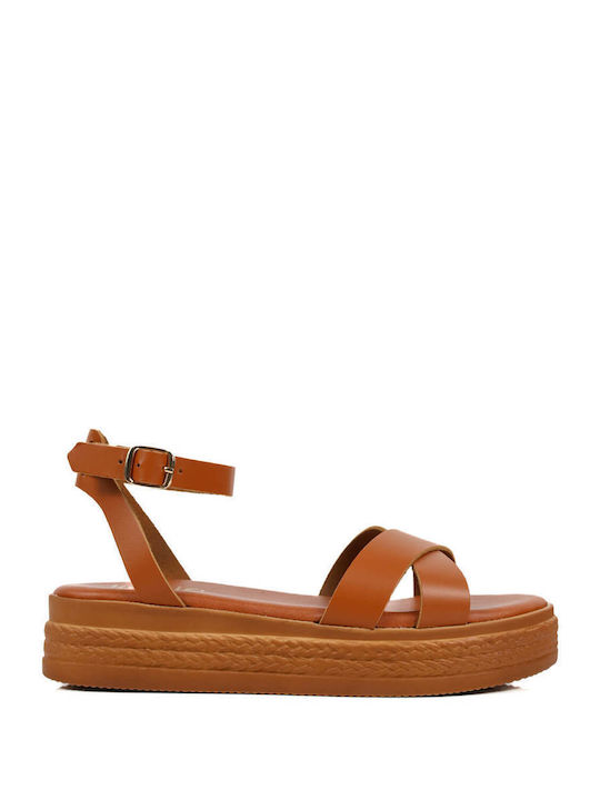 Tan Flatforms Leather Straps