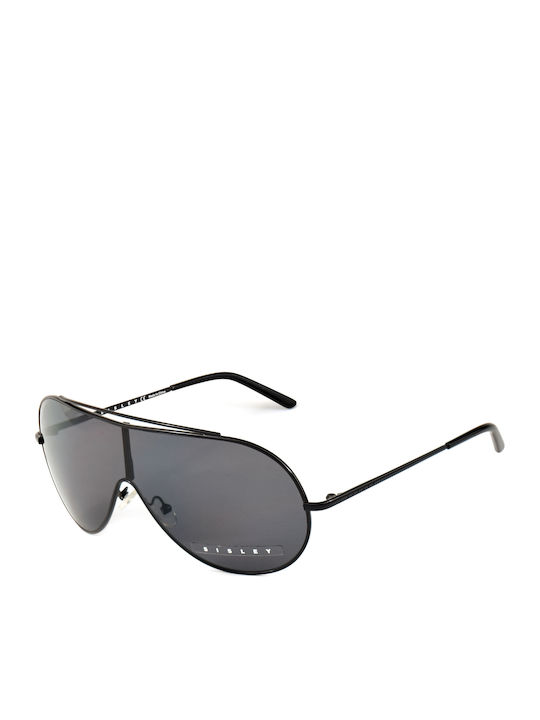 Sisley Men's Sunglasses with Black Metal Frame and Black Lens