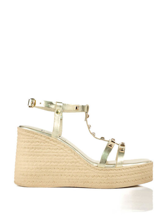 Gold Platforms with Straps & Decorative Studs