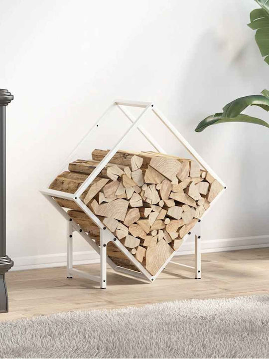 vidaXL Inox Ράφι Αποθήκευσης Ξύλων 60x25x60cm Λευκό