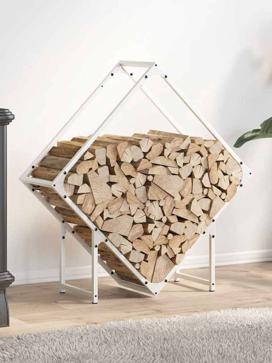 vidaXL Inox Ράφι Αποθήκευσης Ξύλων 80x25x80cm Λευκό