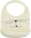 Trois Kilos Sept Waterproof Bib Silicone with Button & Pocket Beige for 4 m+