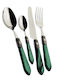 Casa Bugatti Oxford Old-silver Cutlery Set Stainless Green 24pcs
