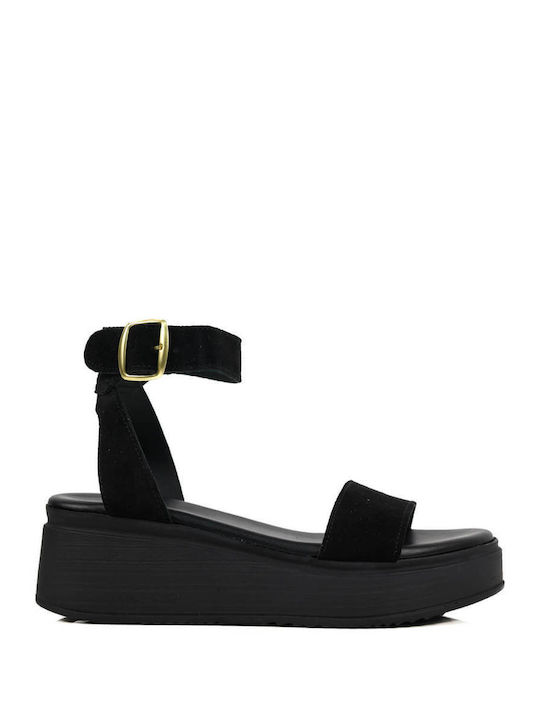 Black Flatforms with Ankle Strap