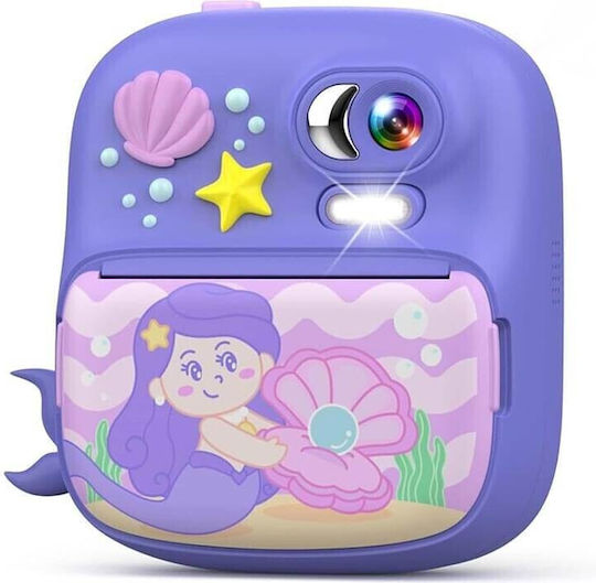 S8 Meerjungfrau Kinderkamera 12MP mit Thermodruck Optischer Zoom 16x Lila