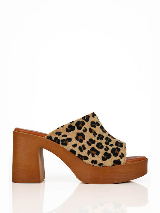 Leopard Clogs with Suede Strap