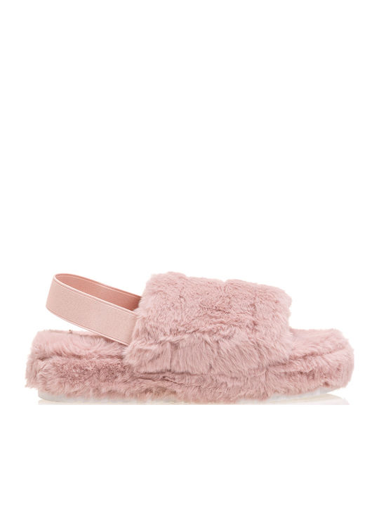 Winter Damen Hausschuhe mit Fell Rosa