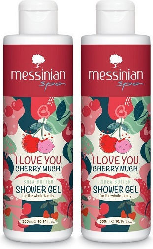 Messinian Spa I Love You Cherry Much Gel De Duș Cu Unt De Shea Și Miros De Cireșe 2x300ml