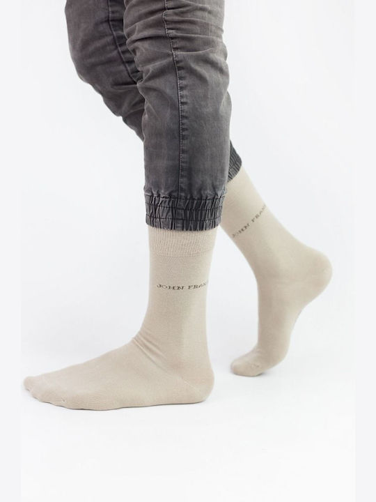 Herren Klassische Einfarbige Baumwollsocken John Frank 23337 Hellbeige