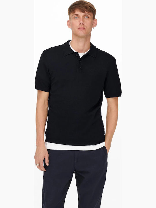 Only & Sons Polo Short Sleeve Blouse Black