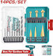 Total Set of 14 Conical Drills HSS for Metal 0-8mm