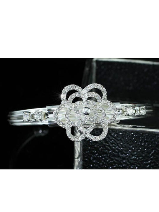 Silver-Plated Bracelet with Crystal Flowers Austrian Crystals Fendra Circumference 20-24 Flexible Size Crystal Flower 2.5 X 2.5 cm