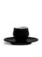 GTSA Set of Cups Coffee Porcelain Black 210ml 6pcs