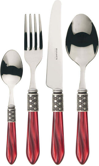 Casa Bugatti Optical Old-silver Set de Tacâmuri Inoxidabil Roșii 24buc