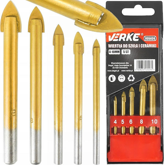 Verke Drill Carbide with Cylindrical Shank for Glass και Tiles