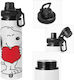 Koupakoupa Snoopy Takemy Heart Kids Water Bottle Made of Aluminium with Screw-on Cap Non Spill White 850ml