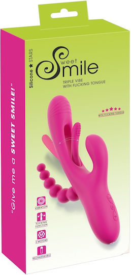 You2Toys Sweet Smile Triple Vibe Δονητής Rabbit 24.4cm Ροζ