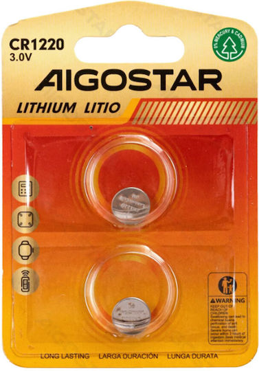 Aigostar Μπαταρίες Λιθίου Ρολογιών CR1220 3V 2τμχ