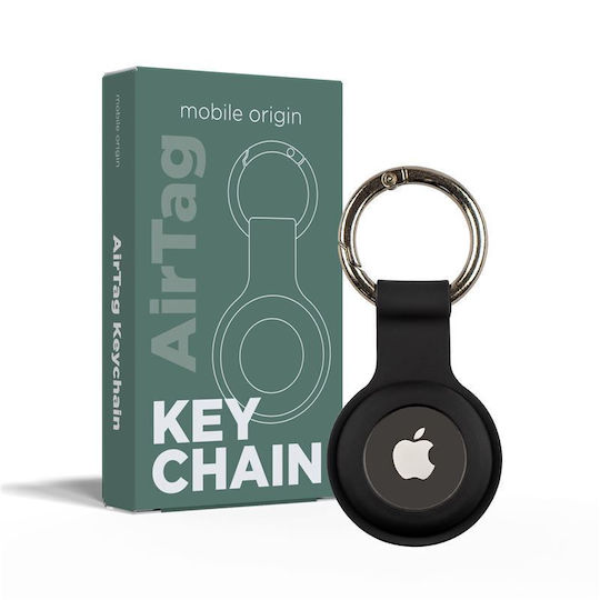 Mobile Origin Θήκη Μπρελόκ Σιλικόνης για AirTag σε Μαύρο χρώμα