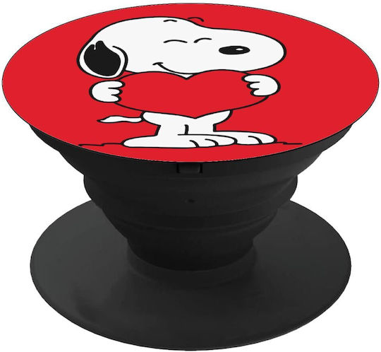 Snoopy Takemy Heart Phone Holders Stand Μαύρο Βάση Στήριξης Κινητού Στο Χέρι