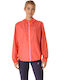 Women's Running Short Sports Jacket Waterproof and Windproof for Winter with Hood Coral