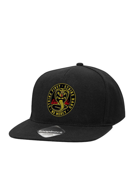 Cobra Kai Strike First Dojo Adult Hat Flat Snapback Black 100% Cotton Twill Adult Unisex One Size