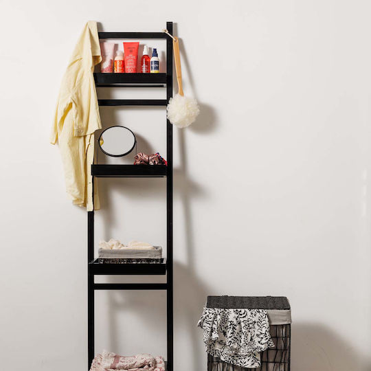 Estia Επιδαπέδια Ραφιέρα Μπάνιου Bamboo με 4 Ράφια 40x9x180cm Μαύρη