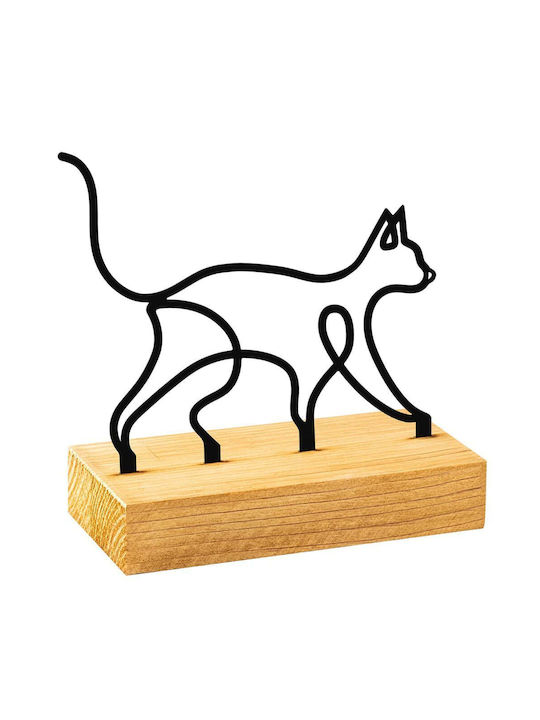 Διακοσμητική Γάτα Meow 565tnl1251 17x8x17cm Natural-black Aberto Design Μέταλλο Ξύλο